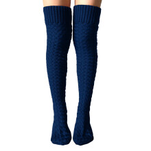 Cotton thigh-high socks for women, warm knit over-knee style