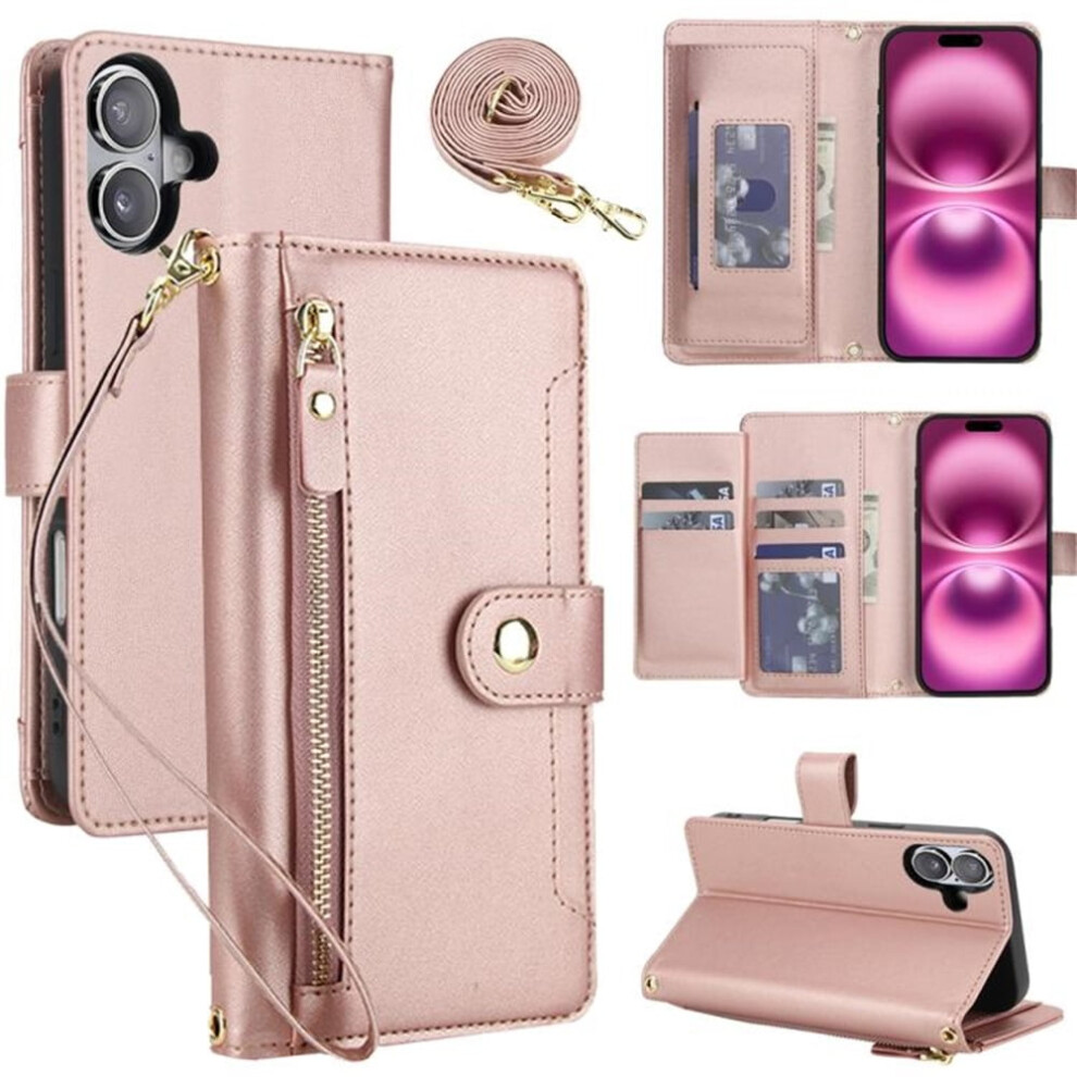 Rfid-Blocking Iphone 16 Purse Wallet Case Rose Gold 9152228987678