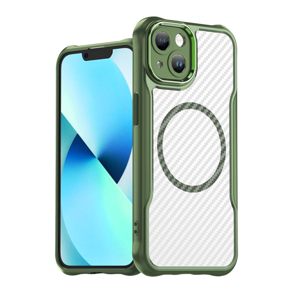 Carbon Fiber Magnetic Case For Iphone 13 Slim Green 9152228988392