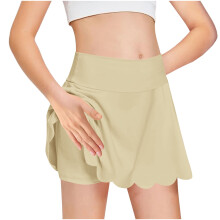 Girls tennis skorts high waist with built-in shorts yellow