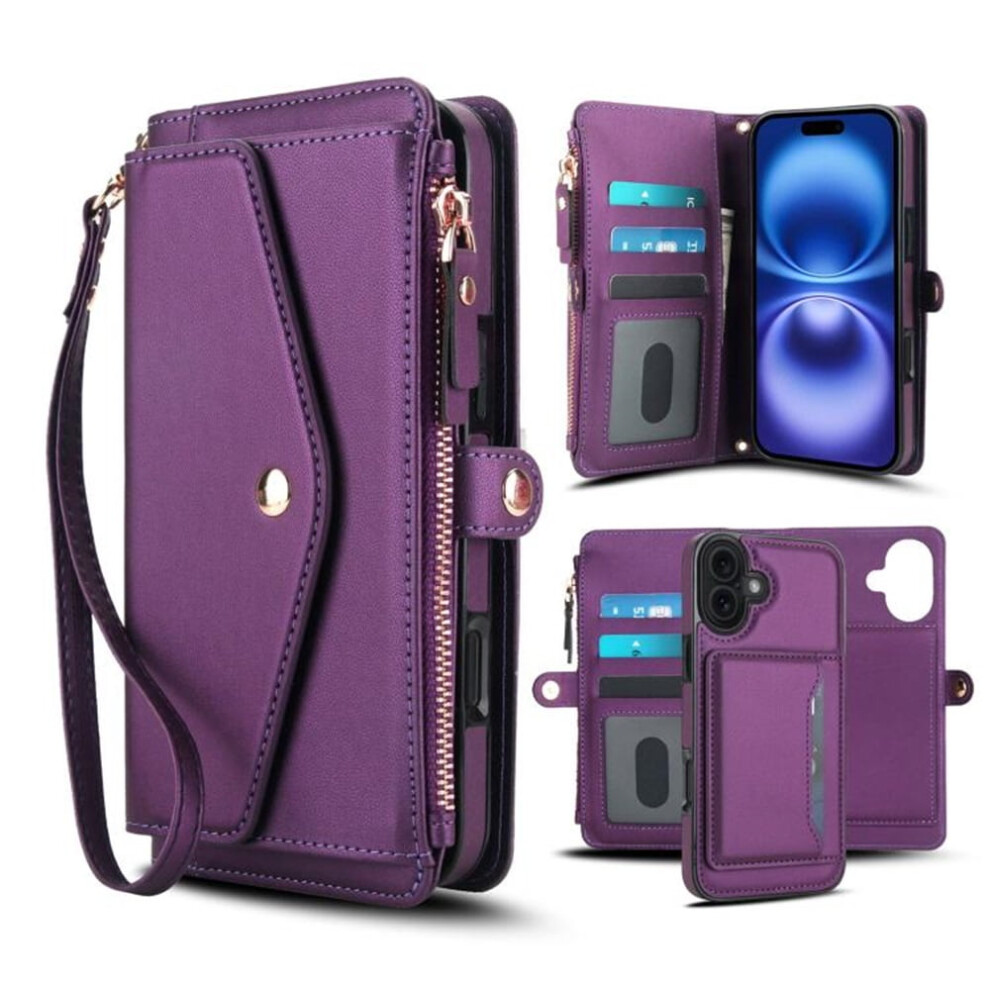 Rfid Blocking Pu Leather Wallet Case For Iphone 17 Purple 941196058645