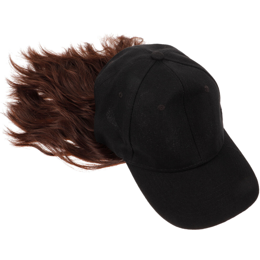Baseball Hat Wig Curly Synthetic Hair One Size
