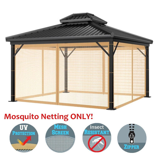 Gazebo mosquito netting 4-panel zippered screen walls for