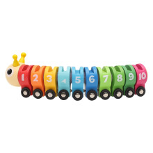 Wooden Train Set Montessori Toy with Numbers Traffic Signs