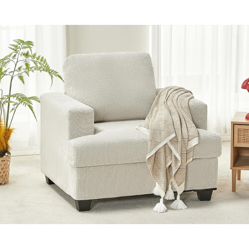VANACC Sofa Beige Chenille Modern Living Room Couch