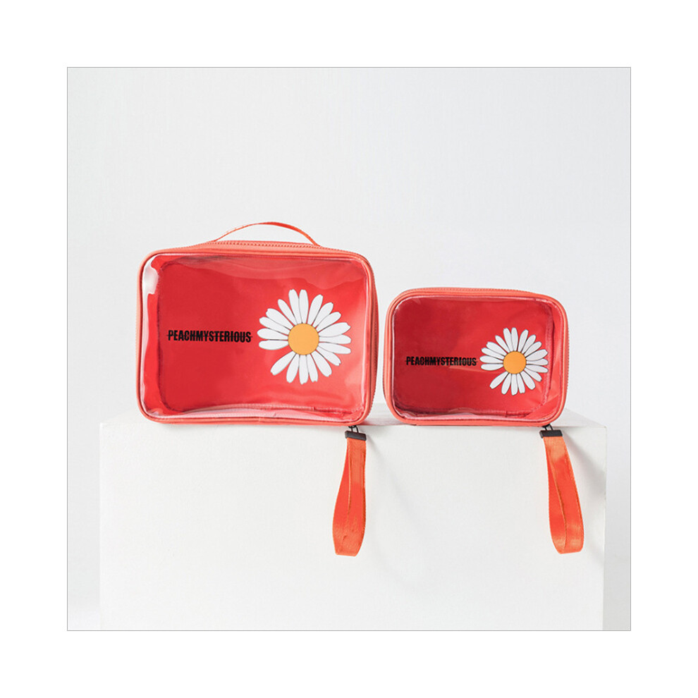 PVC daisy makeup bag transparent large capacity portable