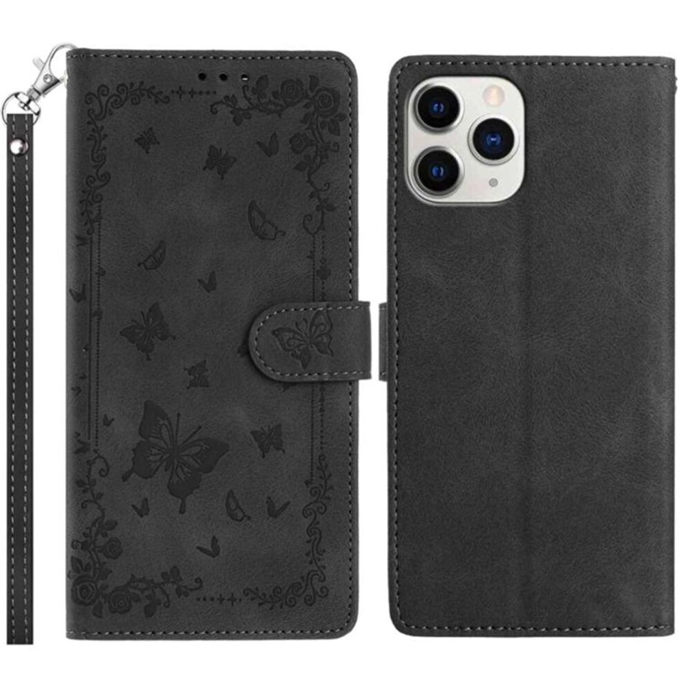 Butterfly Wristlet Leather Wallet Case For Iphone 15 Pro 9418476990823
