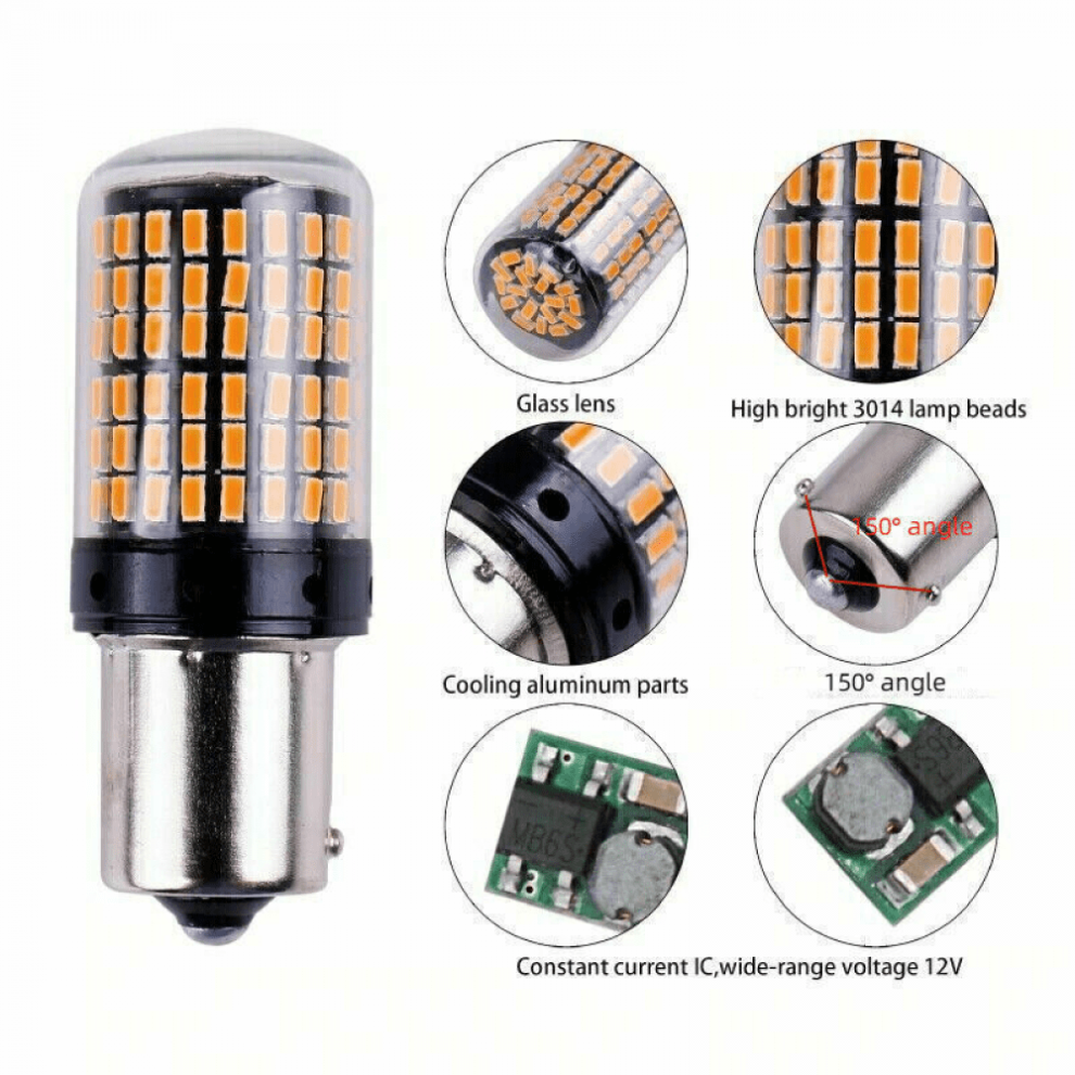Led Blinker Bulbs Bau15s Py21w 4 Pcs 12V Amber 9152228991828