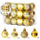 Mini Christmas Tree Ball Ornaments Gold Satin Shiny Glitter 1