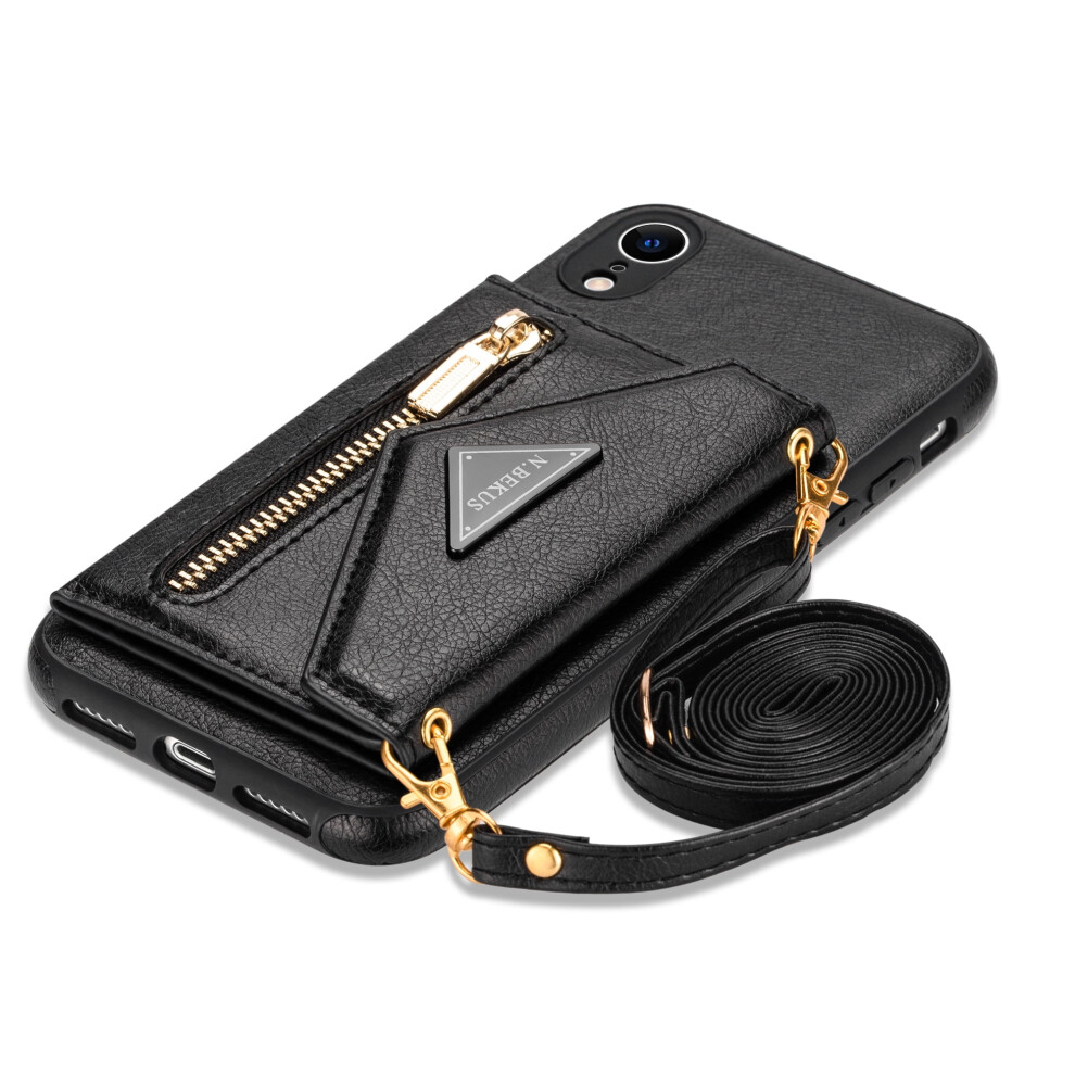 Iphone Xr Crossbody Bag Case With Zipper Pocket Card Black 9418476006319