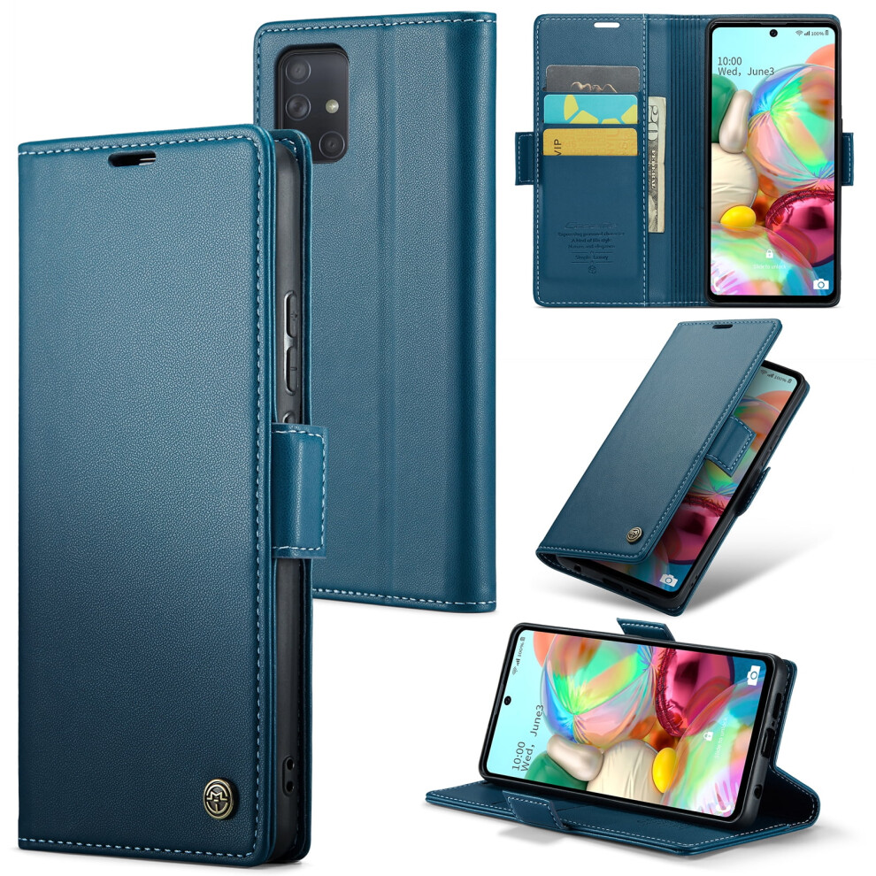 Caseme Leather Wallet Case For Samsung Galaxy A71 4G Blue 9152228992306