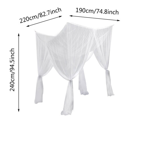Mosquito Net Canopy for Large Beds with Tie-Down Straps