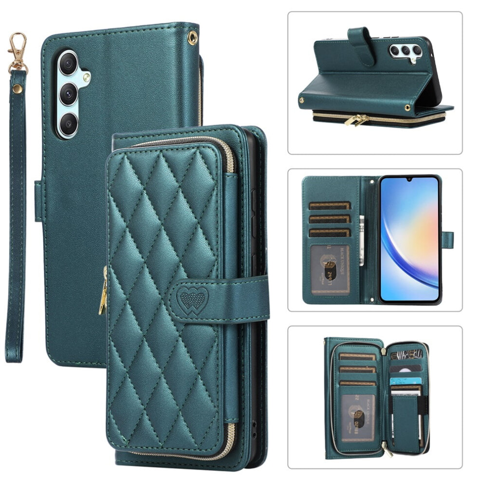 Wallet Case For Samsung Galaxy A14 6.6" Luxury Green 9152228007338