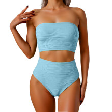 Women's Bandeau Bikini Set Strapless High-Waisted Two-Piece