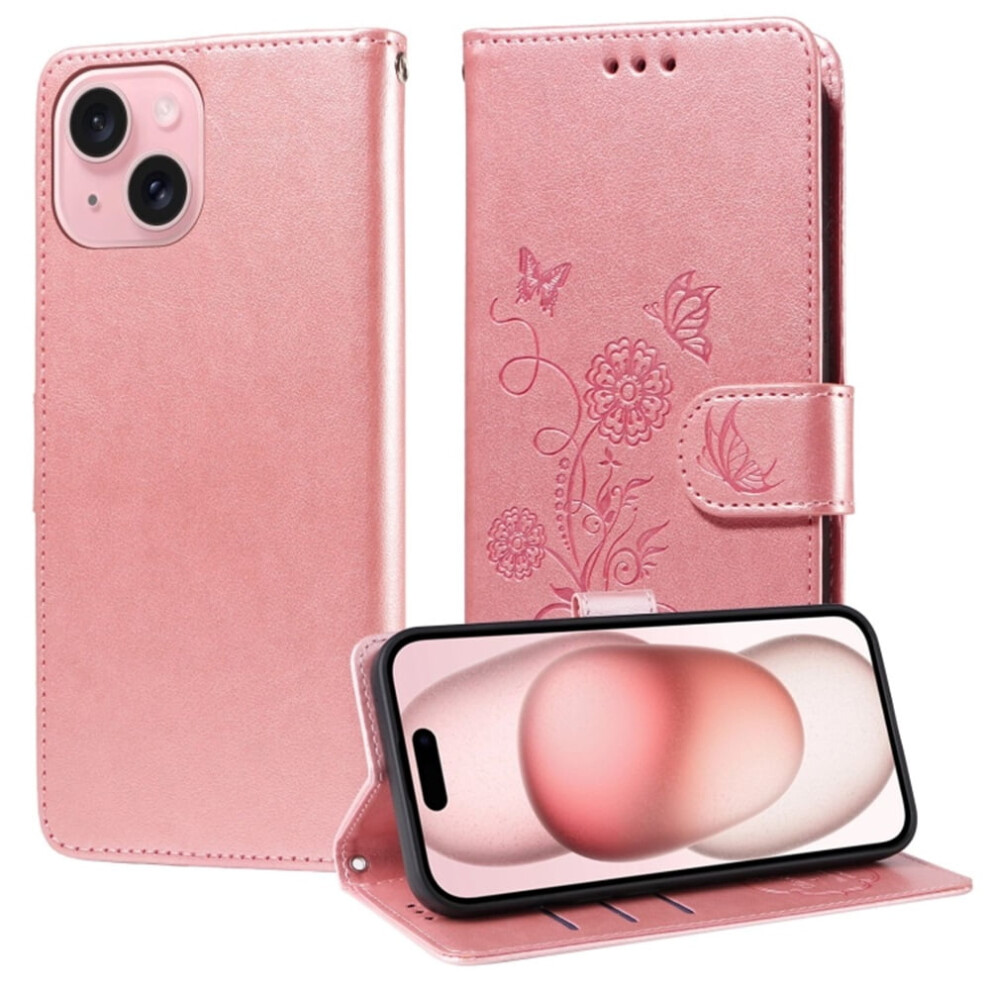 Butterfly Flower Leather Phone Case For Iphone 15 Plus 9152228003101