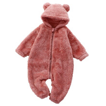 Baby snowsuit fleece-lined hooded romper watermelon red 3-6