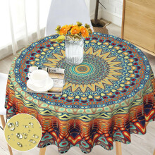 Round Tablecloth Spring Floral Blue Flower 60 Inch