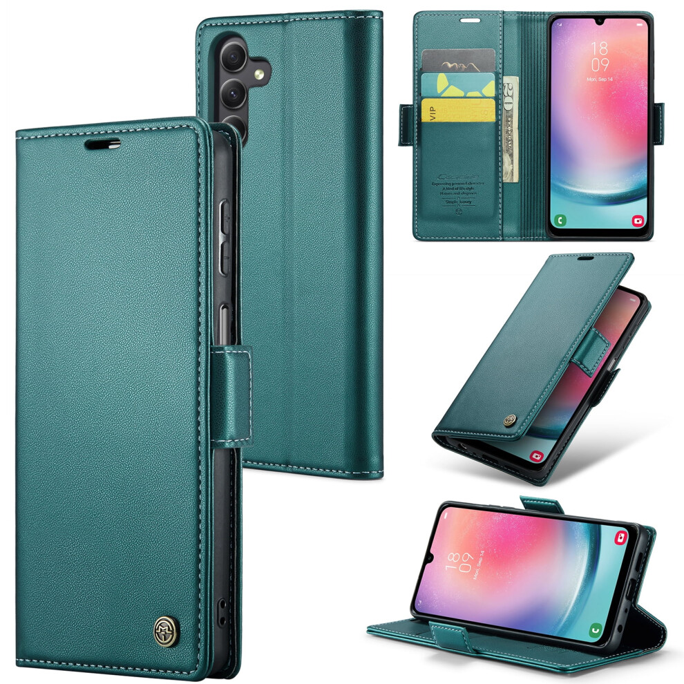 Caseme Leather Wallet Case For Samsung Galaxy A24 4G Green 9130661391740