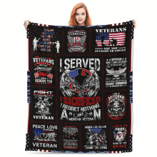 Patriotic Veteran Throw Blanket Navy Army Air Force 80x60