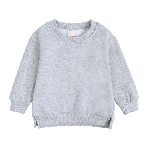 Kids sweater pullover round neck solid fleece top 2