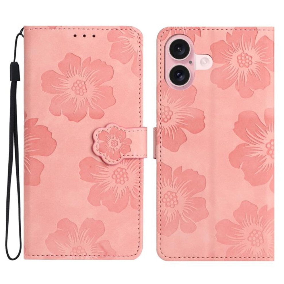 Leather Flip Wallet Case For Iphone 16 Plus With Flower 9170372593088
