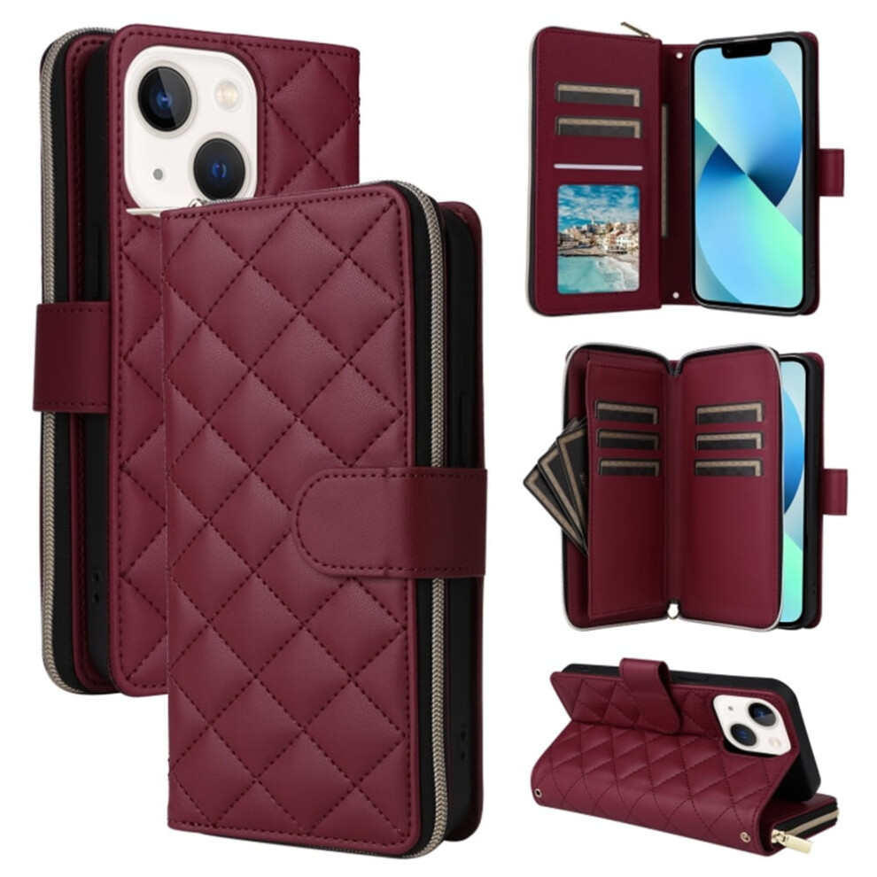 Magnetic Flip Wallet Case For Iphone 13 Mini Wine Red 9170372603190