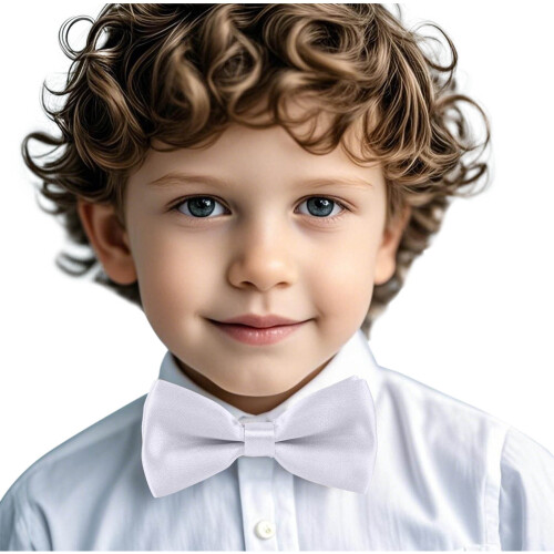 Bow Tie Solid Color Adjustable for Kids Boys White Free Size 1