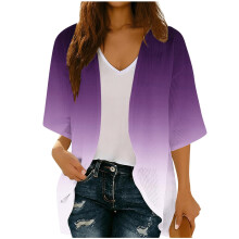 Damen-Strand-Cardigan, 3/4-Ärmel, lockere Passform