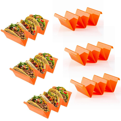 Taco Holder Stand Set of 6 Orange