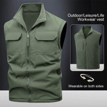 Men's reversible sleeveless work jacket solid color 1 piece