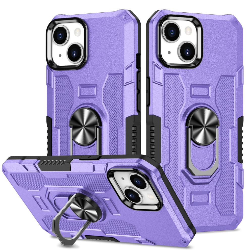 Iphone 14 Case Rugged With Ring Holder Kickstand Purple 9170372590940