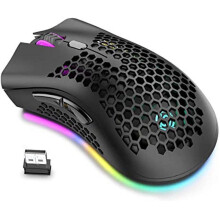 Draadloze gamingmuis met honingraatdesign en 7 knoppen