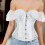 Gotische crop top met korset en elastische taille voor dames 5