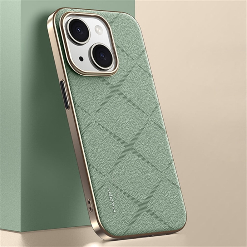 Iphone 15 Leather Case Shockproof Anti-Fingerprint Green 9170372590520