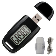 LCD Display 3D Axis Sensor Pedometer Clip with Lanyard