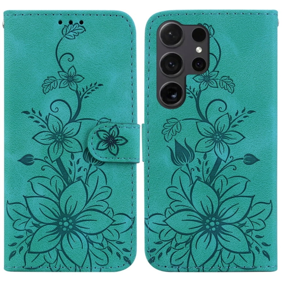 Lily Pu Leather Flip Wallet Case For Samsung Galaxy Green 9165521151578