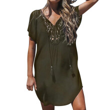Costume de baie verde militar, croșetate, cu decolteu în V, XXL