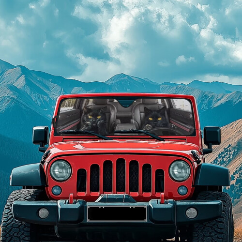 Black Cat Print Windshield Sunshade UV Heat Protection 2