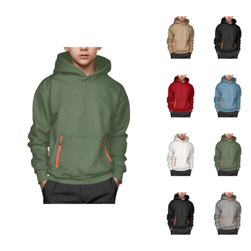 Sweat-shirt à capuche pour garçon, pull décontracté avec poche avant