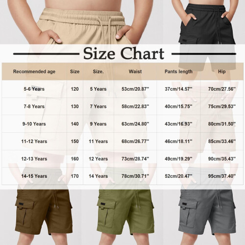 Boys School Uniform Shorts Beige Jogger Cargo Style for 2