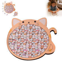 Cat-Shaped Wooden Jigsaw Puzzle 135 Pieces