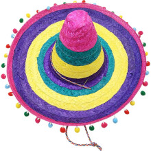 Mexicaanse feestsombrero met brede rand, strohoed