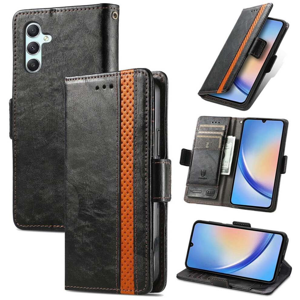 Samsung Galaxy A34 5G Leather Wallet Case Black 9180435638809