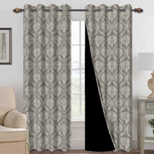 Boho Blackout Curtains for Bedroom Brown White Floral 2 pcs