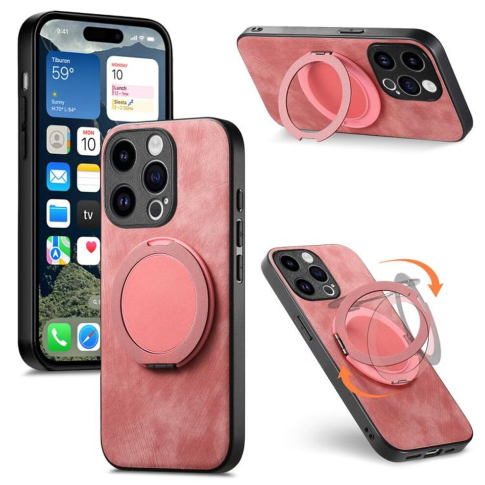 Iphone 13 Pro Retro Leather Rotating Stand Case Pink 9165521155897