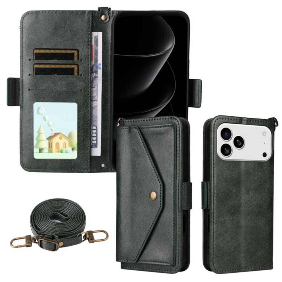 Leather Wallet Case For Iphone 17 Pro Max Green 9180435653802