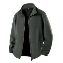 Jaqueta masculina de lã polar com zíper frontal, manga longa e cor sólida.