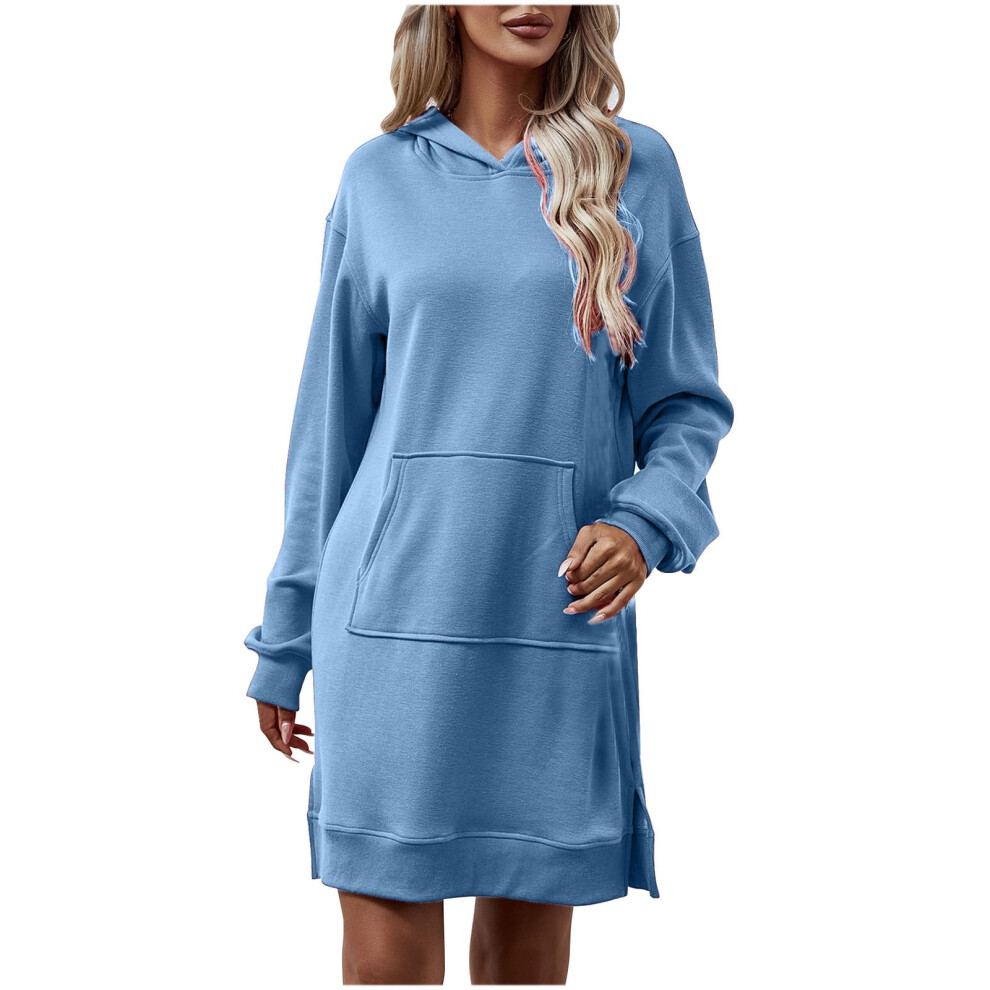 Women's Plus Size Hooded Sweatshirt Dress Long Sleeve 9087558896775