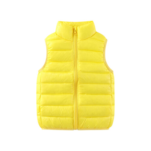 Gilet imbottito in piuma per bambini, senza maniche, antivento e ripiegabile.