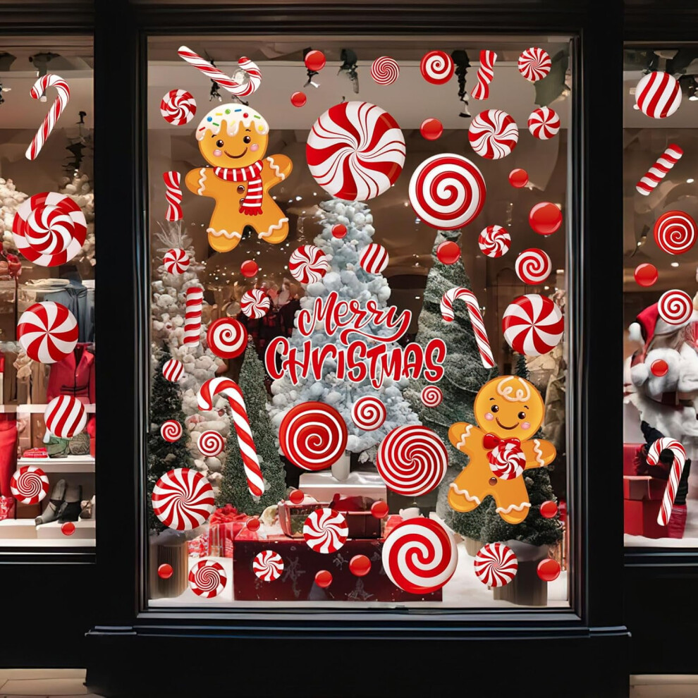 Christmas window clings red candy cane peppermint 9 pcs